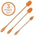 Silicone Bottle Brush Cleaner Set of 3 - Long Handle Bottle Cleaning Brushes Ideal for Narrow Neck Containers, Water Bottles, Thermos, Hydro Flasks, Coffee Mugs, Tumbler Bottles, Baby Bottles (Orange)