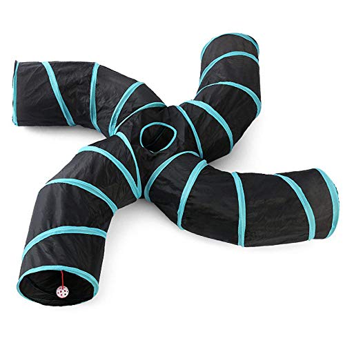 FOONEE Pet Cat Tunnel Toys 4 Way,Indoors Collapsible Cat Tunnels Tubes with Storage Bag,Large Cat Tunnel Play Toy Crinkle for Kitty, Puppy, Rabbits, Kitten, Guinea Pig Outdoor Playing - Thumbnail 7