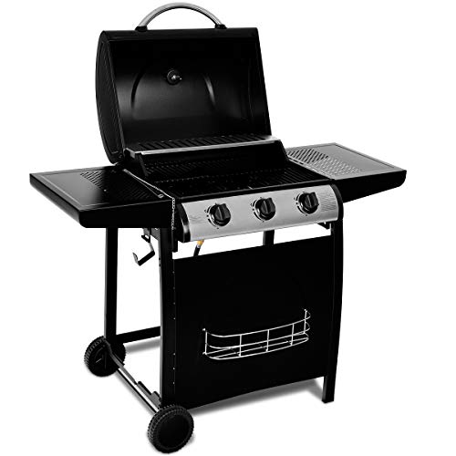 image for Giantex BBQ Propane Gas Grill Cart 3-Burner Outdoor Camping Cooking, 3