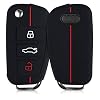 kwmobile autosleutel hoesje compatibel met Audi 3-knops autosleutel – Autosleutel behuizing in zwart/rood