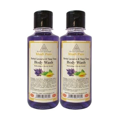Khadi Pure Herbal Lavender & Ylang Ylang Body Wash, 210 ml (Pack of 2)