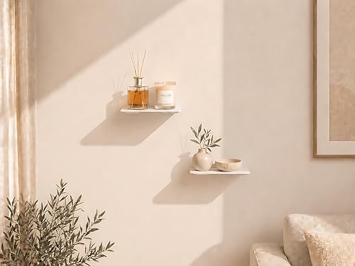 Audace Orizzonte Set of 2 Steel Wall Shelves, Matte White, 30 | Floating Shelves for Bathroom, Living Room, Bedroom | Load 10 kg Each | Made in Italy