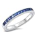Simulated Blue Sapphire Princess Cut Eternity Band .925 Sterling Silver Ring Size 6