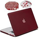 Matte Hard Case for MacBook Pro (Retina, 15-inch, Mid 2012 to Mid 2015), LENTION Plastic Case for Apple Mac Book, Matte Finish with Rubber Feet, with Anti-Dust Plugs and Keyboard Cover (Wine Red)