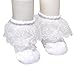 EPEIUS Baby-Girls Eyelet Frilly Lace Socks Infant Girls Princess Seamless Party Socks with Box 3-12 Months White/Beige/Pink (Pack of 3)
