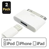 ClipGrip 30 Pin Adapter | 8 Pin Female to 30 Pin Male | Works with Smartphones, Cars, 30 Pin Docking Stations and More | (2-Pack) White