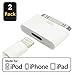 ClipGrip 30 Pin Adapter | 8 Pin Female to 30 Pin Male | Works with Smartphones, Cars, 30 Pin Docking Stations and More | (2-Pack) White