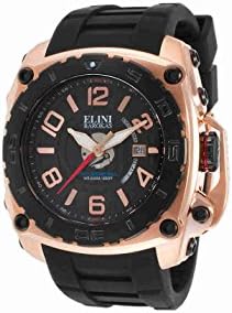 Elini Barokas Men's ELINI-20009-RG-01-BB The General Analog Display Swiss Quartz Black Watch