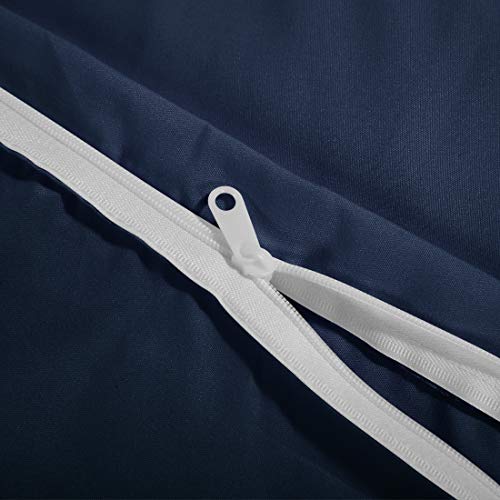 INGALIK Bedding 3 Piece Duvet Cover Set King Size with Zipper Closure Ultra Soft Breathable 100% Washed Microfiber Hotel Luxury Solid Color Collection 3pc (1 Duvet Cover + 2 Pillow Shams) Navy Blue - Thumbnail 4