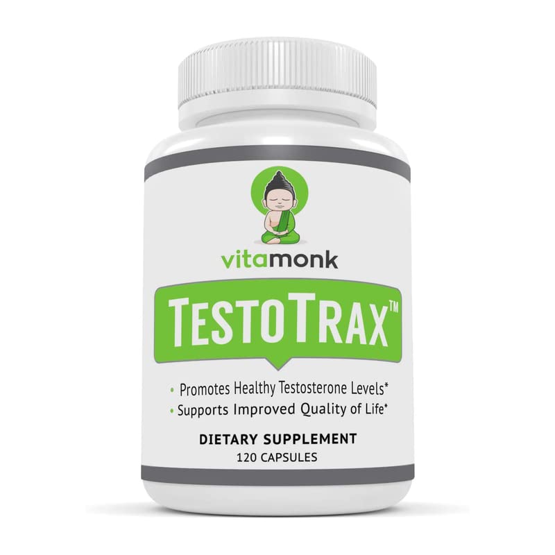 TestoTrax™ Free Testosterone Optimization Supplement - Help Increase Quality of Life with a Natural Testosterone Booster for Men that Also Lowers Cortisol -120 Capsules with FenuTrax, KSM-66, Eurycoma