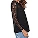 Cylyfmia Women's O Neck Casual Tops Lace Long Sleeve Chiffon Blouse Tops
