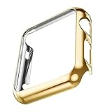 Apple Watch Case, Tomplus [Ultra-Thin] [Newest] Apple Watch PC Plated Cover Case Slim Premium Super / Exact Fit / Plastic Cover Snap On Hard Protective Case for Apple Watch (PC Case Gold 38mm)