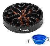 Freefa Slow Feeder Bloat Stop Food Maze Interactive Puzzle Non Skid, Come with Free Travel Bowl (Black, for Medium Dog and Puppy)