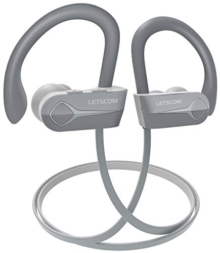 Letscom Bluetooth Headphones, 15Hrs Playtime Wireless 5.0 Earbuds IPX7 Waterproof Sport Running in-Ear Headsets w/Mic Stereo Sound Noise Cancelling – Upgraded Version
