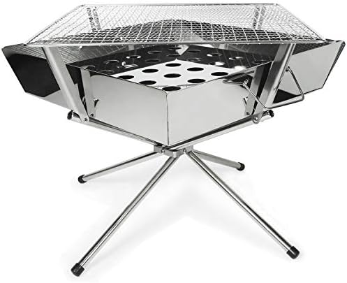 スポンサー プロダクト Moon Lence バーベキューコンロ 焚き火台 ファイアグリル q コンパクト キャンプ アウトドア 記念日 収納袋付き ステンレス製 B16