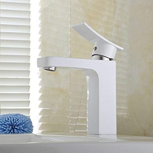 White Painting Finish Bathroom Basin Sink Facut Cold and Hot Taps