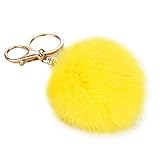 Shensee Rabbit Fur Ball Keychain Bag Plush Car Key Ring Car Key Pendant (Yellow)