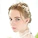 FAYBOX Bridal Headband Gold Leaf Themed Crystal Pearl Wedding Hair Accessories