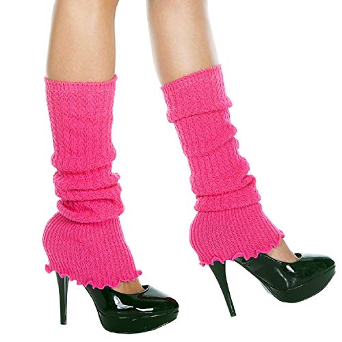 MUSIC LEGS Women's Ribbed Acrylic Footless Leg Warmers, Hot Pink, One Size