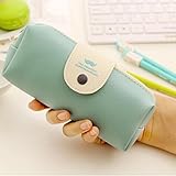 Mikey Store Vintage Leather Pencil case school Pencil Bag Stationery School Supplies BU (Blue)