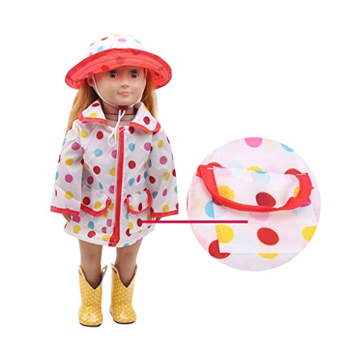 image for Rucan Doll Raincoat Hat Shoes Clothes for 18 Inch American Girl Doll A