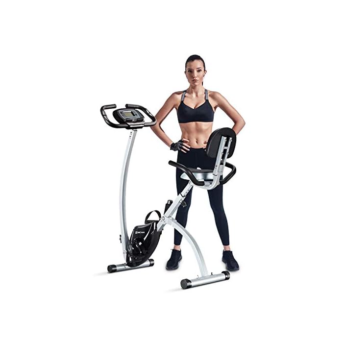 BCAN Folding Exercise Bike, Upright Bicycle with Heart Rate