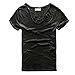 Zecmos Mens V Neck T-Shirt Slim-fit Man Tee Top Black XL