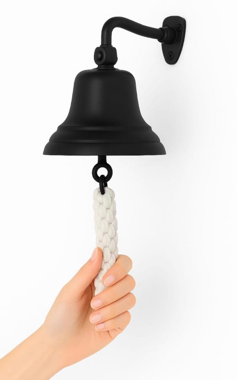 Assorted Collection Last Order Bell - Bar Accessories for Home Pub HandBell Wall Mounted BarBell Nautical Decorations – Unique Black Bell with Crisp Loud Sound Ideal for Christmas, Reception, Pubs 6"
