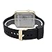Techno Pave Iced Out Lab Simulated Diamond Square Gold Plated Digital Touch Screen Sports Watch with Black Silicone Band
