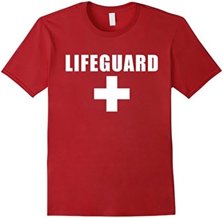 Mens Lifeguard Funny Red White Official Swim Team Pool Shirt Small Cranberry