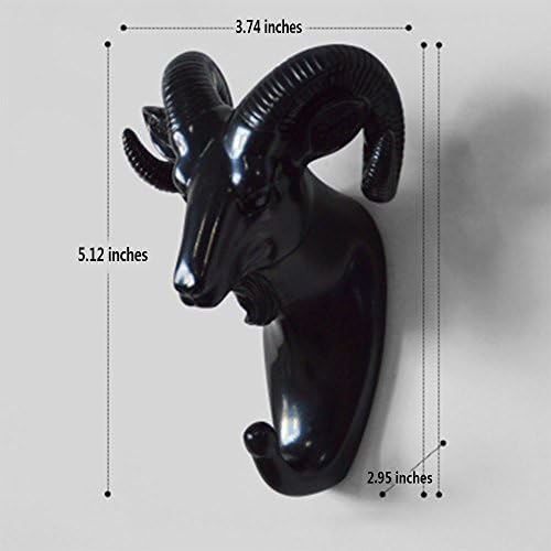 Creative Wall Decorations Animal Head Shaped Single Wall Hook / Hanger Resin Material for Hanging Clothes Coat Hats Keys Bags Purse Towels (Black Goat)