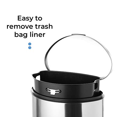 Home Zone Living 12 Gallon Kitchen Trash Can, SemiRound Stainless