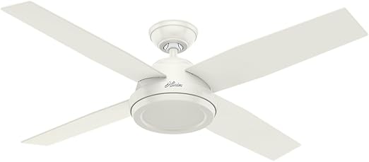 Hunter 59250 Contemporary Dempsey Fresh White Ceiling Fan With Remote 52 Inch