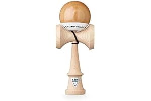 KROM - Kendama Toy POP LOL Natural Look - High Wood Quality - Extra Strong - for Beginner and Pro - Gift Pack : Extra String + Stickers