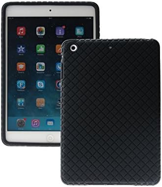 ScintiSpot iPad Air Back Cover Case, Silicone Soft Gel Rubber Protective Case with Stand for iPad Air 1st Generation (iPad 5), Drop Proof Shockproof (Black)