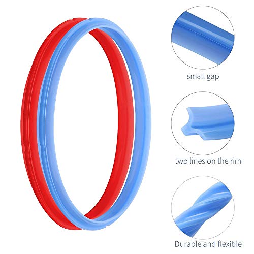 Awekris Silicone Sealing Ring Sweet & Savory Edition Instant Pot Pressure Cooker Accessory Sealant for 5 Quart & 6 Quart InstaPot Models BPA Free & Food-Safe Red & Blue 2 Pack