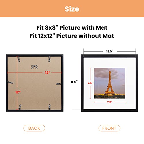 upsimples 12x12 Picture Frame Set of 3,Display Pictures 8x8 with Mat or