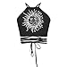 JomeDesign Womens Summer Halter Cross Hollow Boho Bandage Tank Camis Crop Top VestOne SizeMandala Sun Moon
