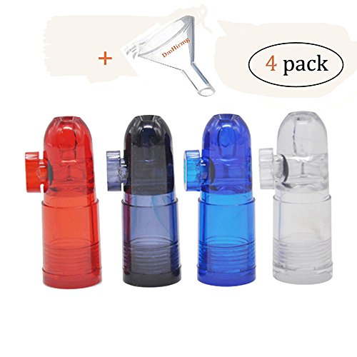 Snuff Bullet Acrylic Plastic Snuff Dispenser Snorter Bullet Snuff Bottle (4Pack)