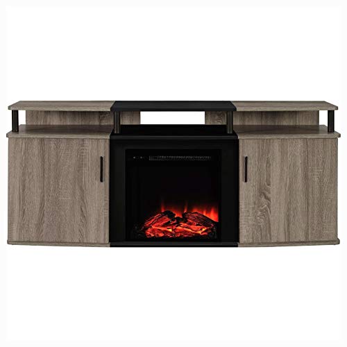 HEATAPPLY Sonoma Oak / Black Electric Fireplace TV Stand - Accommodate up to 70 - inch TV, Sonoma Oak / Black Electric Fireplace TV Stand - Accommodates up to 70-inch TV