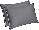 Utopia Bedding Zippered Bamboo Pillow Cases - Pack of 2 Pillow Protector- (Queen, Grey) Pillow Protector -Bamboo Sateen Pillow Encasement (20 by 30 inches)