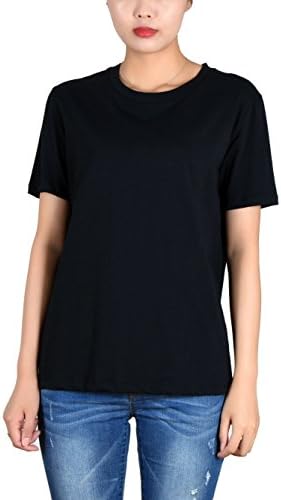 HIYIN Womens T Shirts Crewneck Undershirt Basic Cutton Short Sleeve Tops(XX-Large, Black)