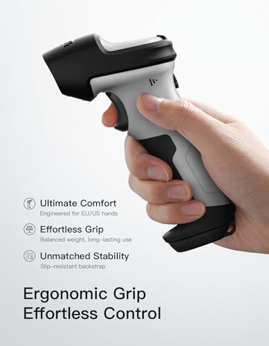 Inateck BCST-72 1D 2D QR Barcode Reader, Wireless Barcode Scanner Gun with 2600mAh Battery and Anti-Shock Protection, 1.8 m Barcode Reader for PC Computer Android iOS, with APP and SDK