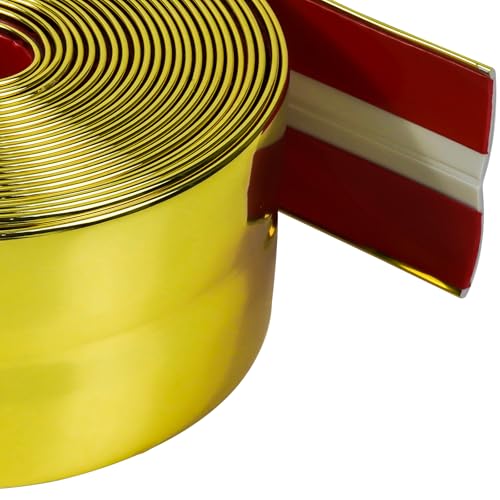 Photo 1 of JSIWOTH Peel and Stick Wall Molding Trim, 2.4 in Flexible Wall Corner Protector, 20 Ft Self Adhesive Shiny Gold Corner Trim for Wall Furniture Stairs Table Countertop