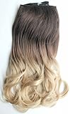 17 Inches 120grams Thick One Piece Half Head Wavy Curly Ombre Clip in Hair Extensions (Col. Dark brown/sandy blonde) DL