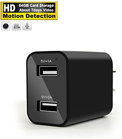 Hidden Camera Usb Charger - HD H.264 Video Recorder ( 64GB About Storage 7 days Video ) - Nanny Spy Camera Adapter - Motion Detection by LUOHE