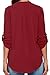 Chase Secret Women Casual V Neck Cuffed Sleeves Solid Chiffon Blouse Top X-lagre Red