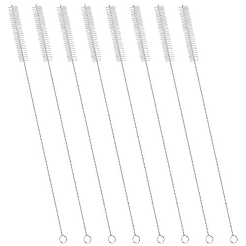 GFDesign Drinking Straw Cleaning Brushes Set 12" Extra Long 12mm Extra Wide Pipe Tube Cleaner Nylon Bristles Stainless Steel Handle - 12" x 1/2" (12mm) - Set of 8
