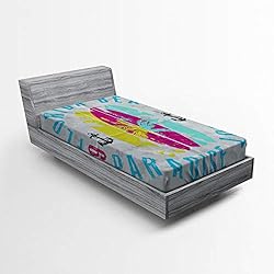 Ambesonne Florida Fitted Sheet, Weathered Colorful