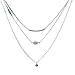 TQS Layered Necklaces Long Chain Hamsa Hand of Fatima Evil Eye Necklaces Pendant for Women Sliver